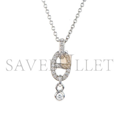 HERMÈS 18K WHITE GOLD DIAMOND PM CHAINE D'ANCRE ENCHAINEE NECKLACE 